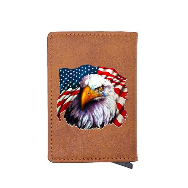 

card holders fashion american flag eagle leather holder wallet, Brown;gray