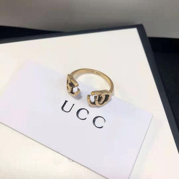 

ring gujia double g open temperament brass fashion personality simple adjustable female, Silver