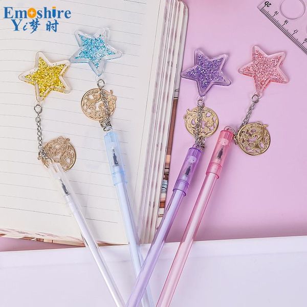 

10pcs/lots ins girl pendant gel pen creative cartoon plastic student exam writing signature for p997 ballpoint pens, Blue;orange