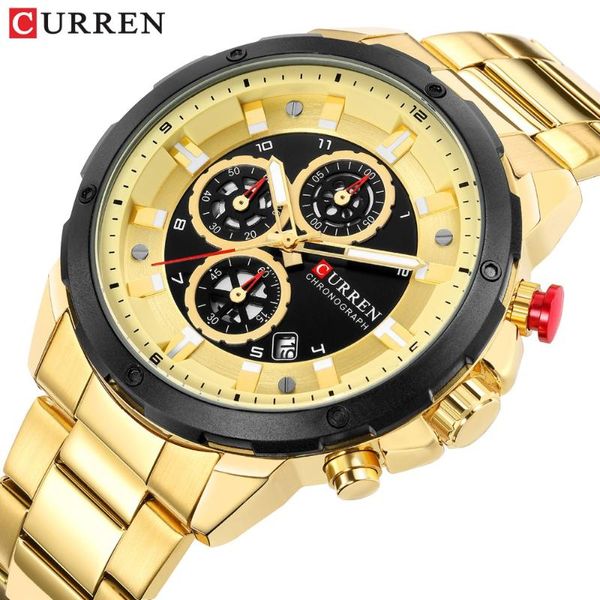 

wristwatches curren chronograph sport watches for men casual business wristwatch with calendar quartz men's watch male clock relojes go, Slivery;brown