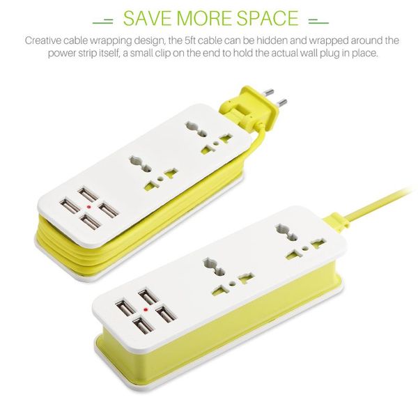 

smart power plugs 4 usb outputs 2 eu plug extension socket charger wall outlet desk2021