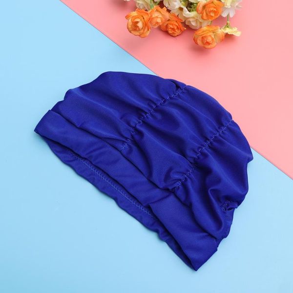 

swim cap waterproof pleated hat swimming ear protector for (sky blue) caps