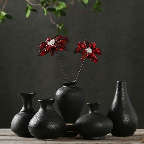 

vases small ceramic vase, dry flower arrangement, zen decoration, tea room chinese black mini japanese ware