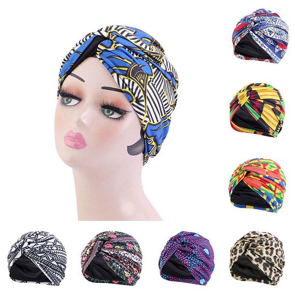 

beanie/skull caps bohemia style forehead cross turban hat cotton print muslim women soft head scarf inner arab wrap hijab cap, Blue;gray