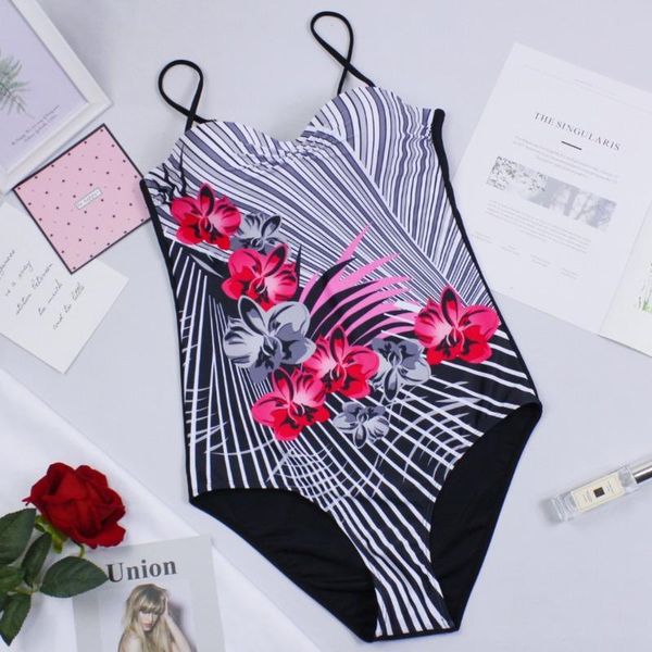 

one-piece suits floral one piece swimsuit closed large size swimwear push up women flower vintage body 2021 swim beach pool bathing sui