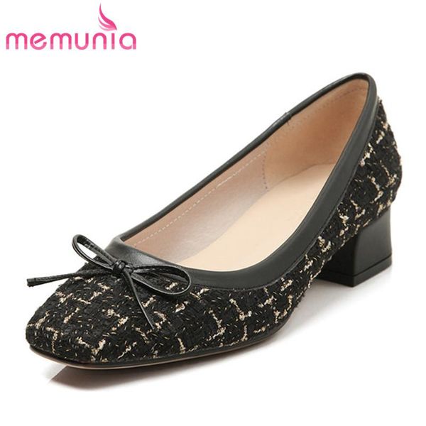 

dress shoes memunia 2021 est spring summer women pumps bowknot fashion square heels party wedding ladies single, Black