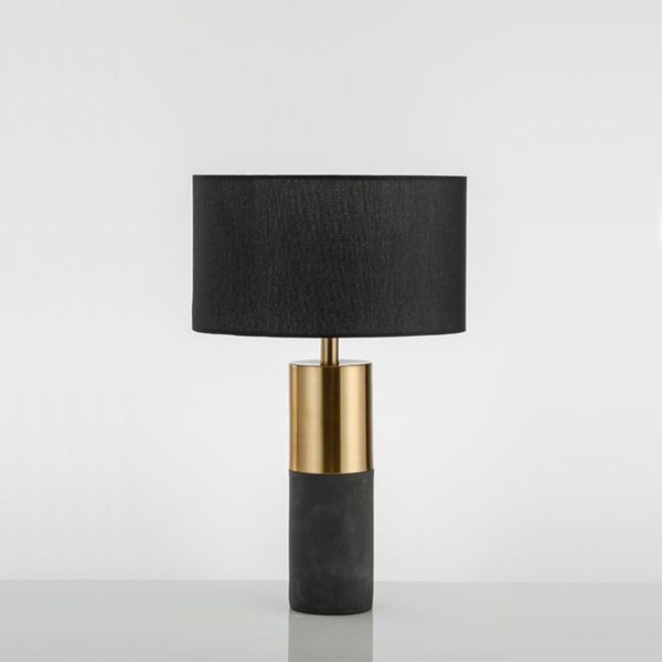 

postmodern cement table lamp livingroom decoration simple creative black cloth cover led e27 plating metal bedroom desk lighting lamps