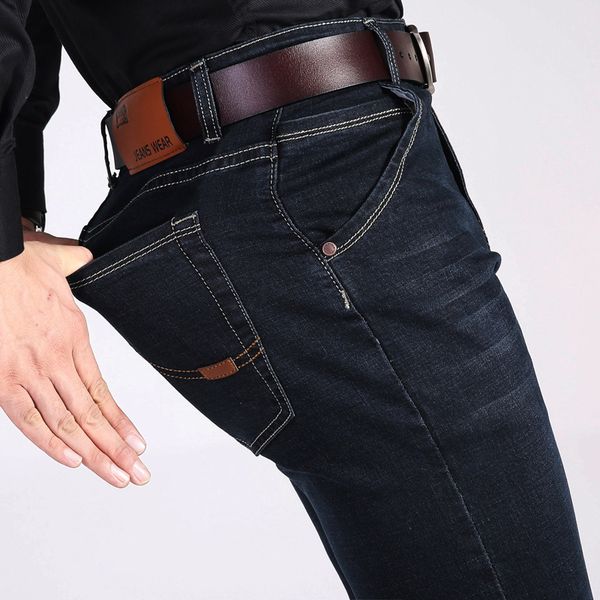 

denim 2019 pants men's korean versatile four seasons casual slim straight tube labor protection business elastic jeans, Blue