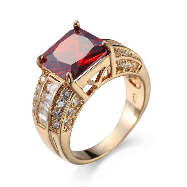 

selling garnet zircon jewelry men's and women's wedding rings, Slivery;golden