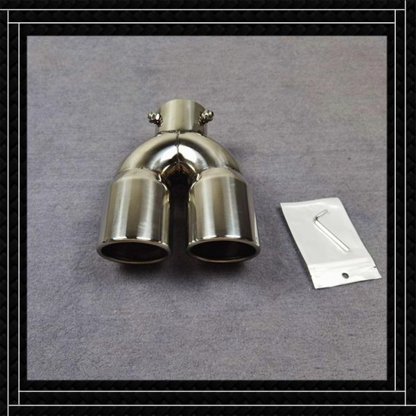 

motorcycle exhaust system 1 pcs rear tail throat y model stainless steel pipe car universal inlet 40-60mm dual outlet tailpipe nozzles muffl