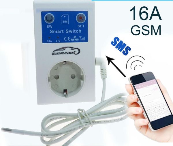 

smart home control 16a gsm socket eu power outlet switch remote garage door gate opener sms temperature powerdown remind