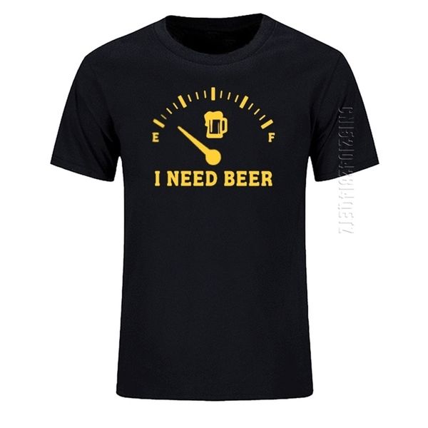 Tankanzeige Ich brauche Bier T-Shirt Männer Sommer Mode Rundhals Verkauf Männliche natürliche Baumwolle T-Shirt Tops T-Shirt 210714