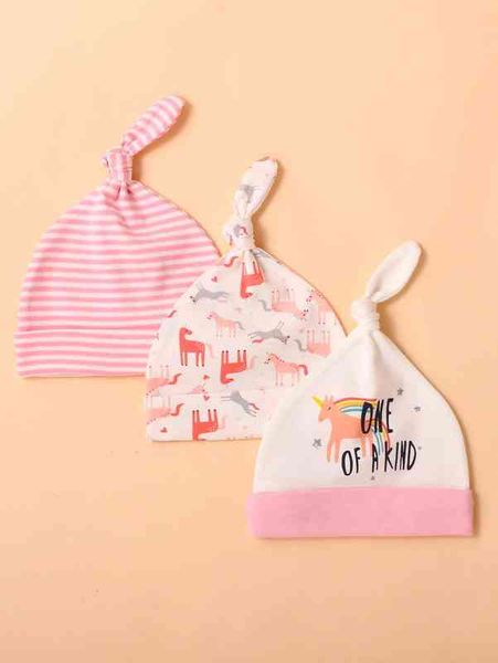 

3pcs baby letter graphic hat she, Yellow
