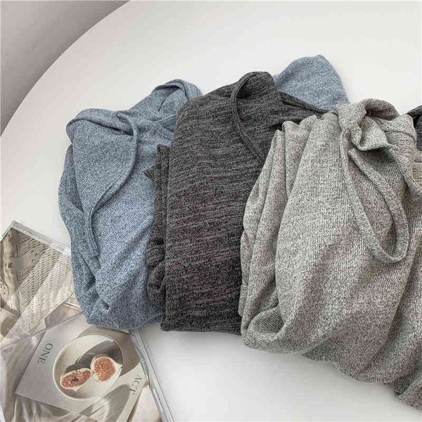 

hoodies huge loose large knitted hoodie lazy long sleeve sweater women's 2021 autumn thin hanging solid color casual, Black