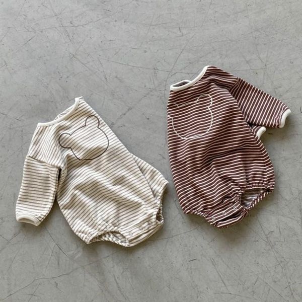 

rompers 8903 baby one piece clothes striped romper autumn 2021 long sleeve boy's cotton girl's, Blue