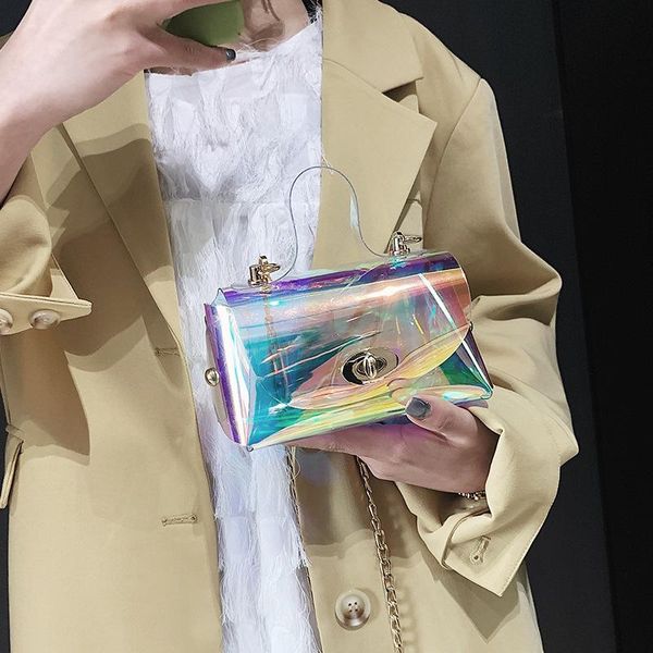 

duffel bags jiulin 2021 fashion luxury designer laser trapezoidal small square bag lock shoulder slung pu leather women's handbag