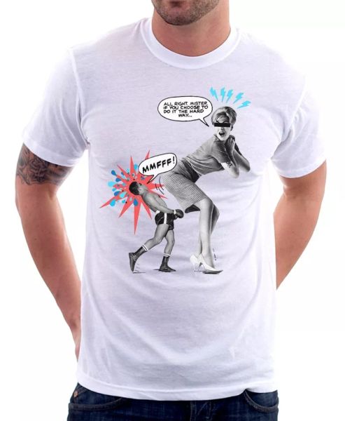 

boxing lady butt slap funny boxer do it the hard way mister cotton t-shirt 9785, White;black