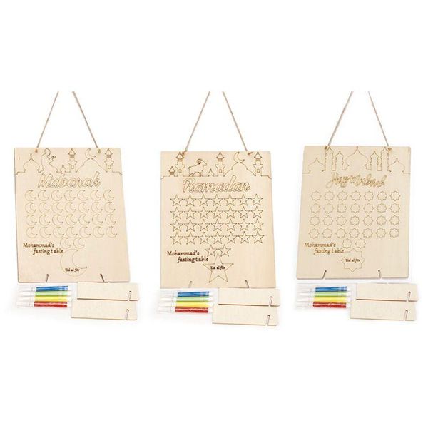 

wooden ramadan countdown calendar diy graffiti eid mubarak decoration with pens party