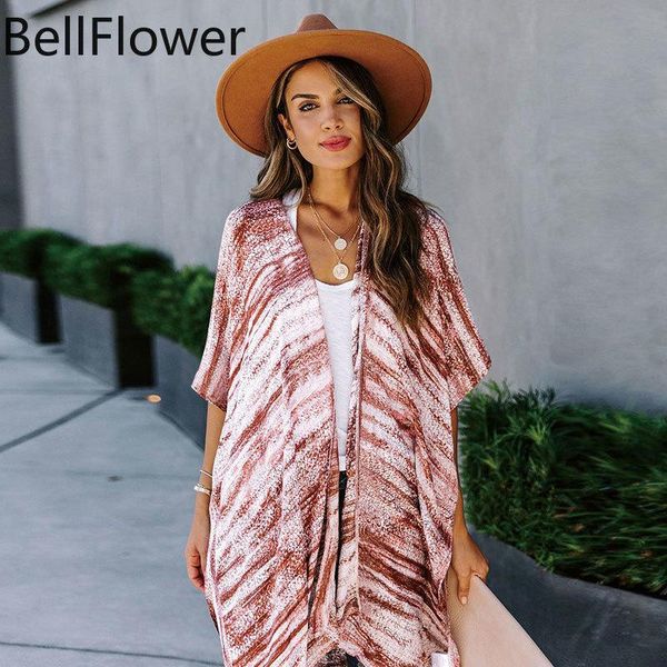 

women's swimwear kimono dress swimsuit cover ups women summer 2021 tie dye loose comfortable breathable seaside holiday beach cardigan, White;black
