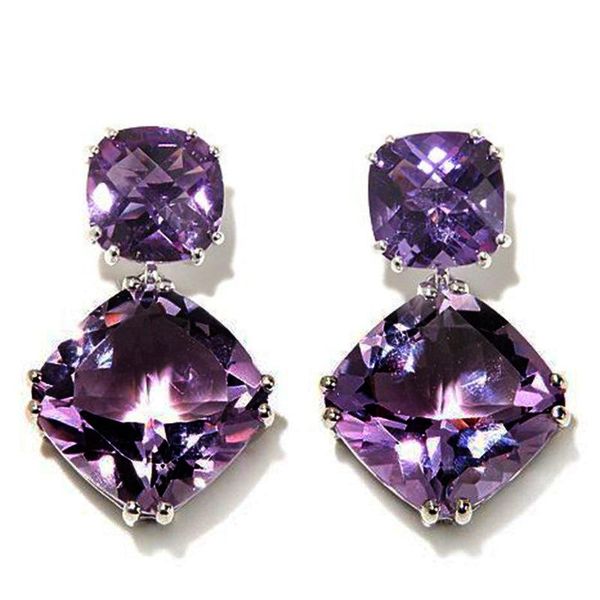 

stud 2021 luxury purple color princess 925 sterling silver earings for women anniversary gift jewelry wholesale e6413, Golden;silver