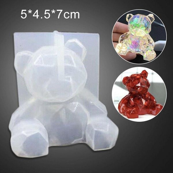 

silicone mould diy crystal epoxy three-dimensional geometric bear shaped mold plaster aromatherapy cake decoration tool