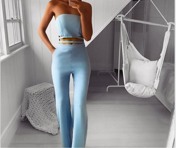 

women's jumpsuits & rompers bandage strapless elegant celebrity fashion night club party jumpsuit women hollow out, Black;white