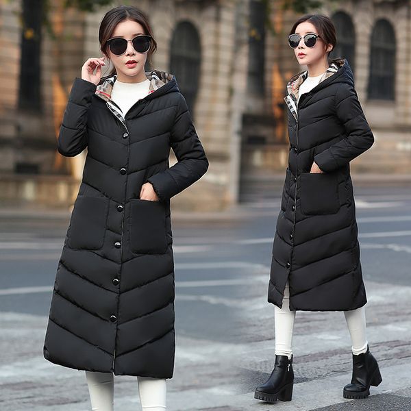 

winter female jacket winter coat women fake fur collar warm woman parka outerwear down jacket female coat, Black