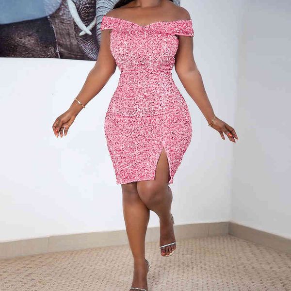 

Women Prom Evening Dress Elegant Sexy Sequin Short Sleeve V-neck Fashion Sexy Party Dress, Black;gray