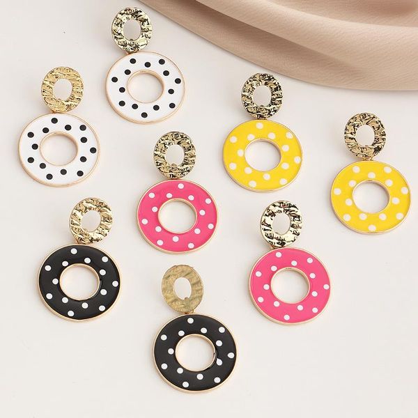 

dangle & chandelier arrival geometric hollow round bridal earrings for women polka dot drop fashion piercing jewelry earring, Silver