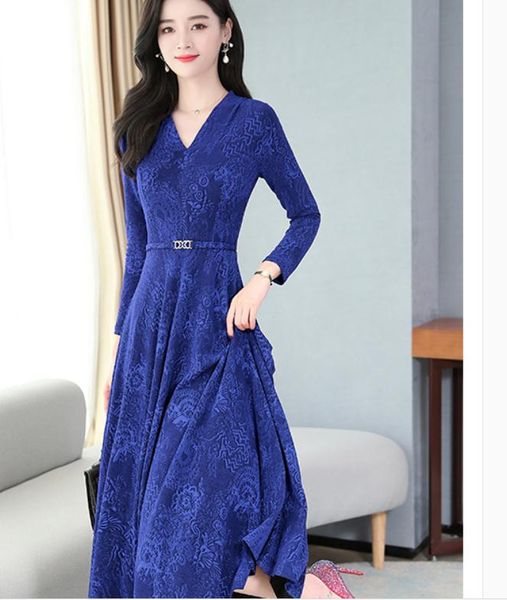 

2021 spring and autumn with fashion long sleeve women's dress @32, Black;gray
