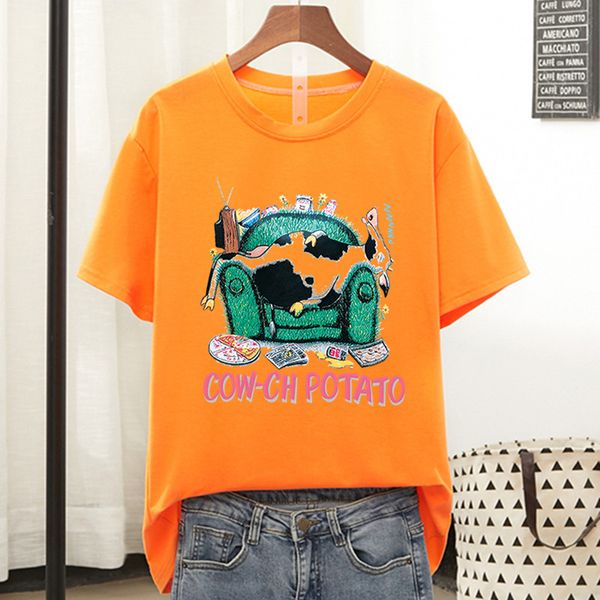 

2021 summer new student loose size short sleeve t-shirt top, White;black