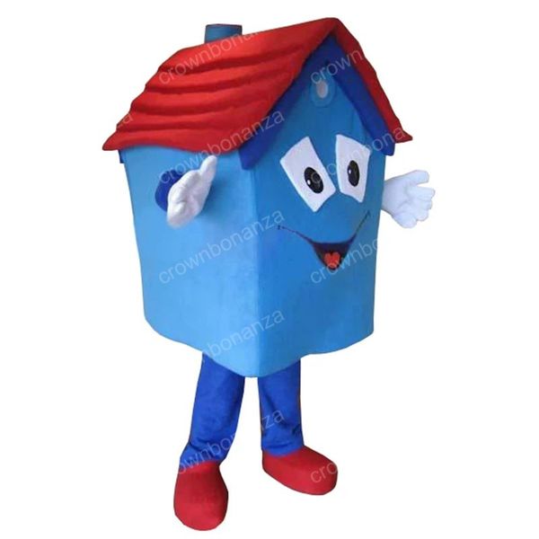 

halloween blue house mascot costume cartoon character outfits adults size christmas carnival birthday party outdoor outfit, Red;yellow