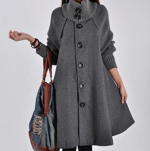 

women's wool & blends nice woman single breasted long sleeve woolen coats lady casual a -line winter warm outwear female fashion, Black