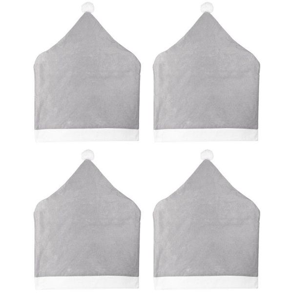 

chair covers 4xfa 4pcs/set christmas back classic gray santa claus hat non-woven fabric slipcover with pompom ball home
