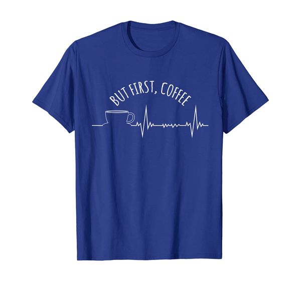 

cup of coffee lover gift t shirt frequency of heartbeat, White;black