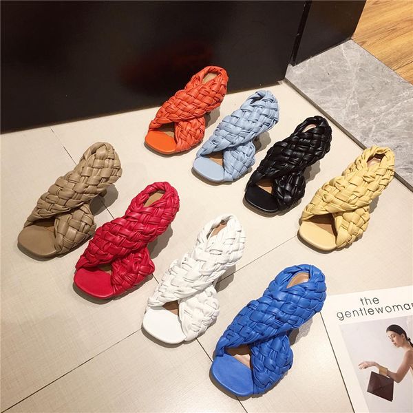 

eilyken thin high heels fashion ladies gladiator sandals weave open toe slip on rome slides women dress shoes sizeweragteoithnefge, Black