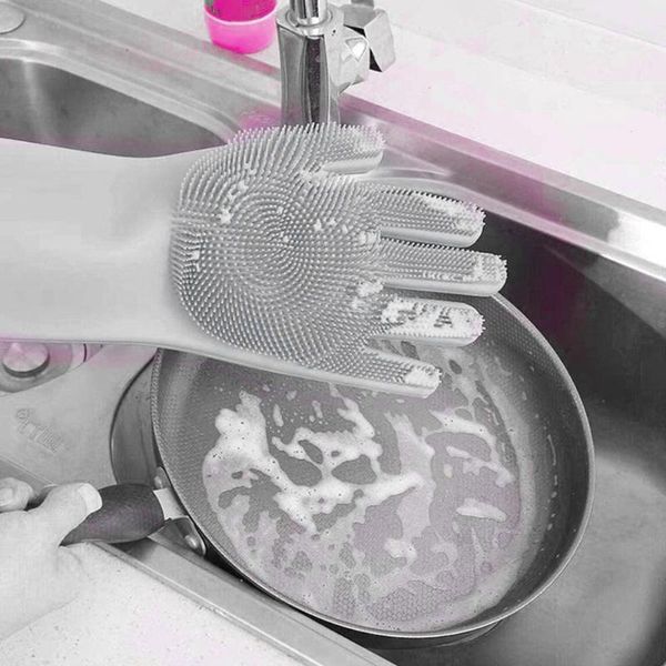 

disposable gloves dishwashing cleaning magic silicone sponge glove household scrubber kitchen clean tools reusable
