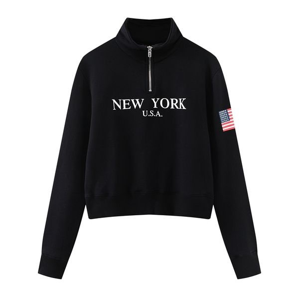 

streetwear girls stylish cotton sweatshirts fashion ladies casual short pollovers chic women soft sweatshirt 210427, Black