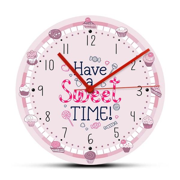 

have a sweet time desserts theme wall clock modern design for bakery kitchen girl room art sweetmeats hanging watch clocks
