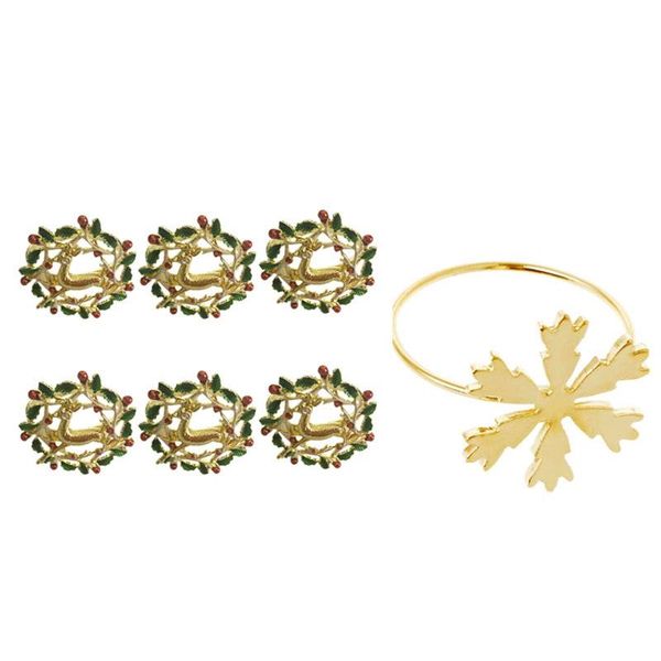 

pcs napkin ring for place setting wedding reception christmas home kitchen, 12 snowflake & 6 golden elk rings