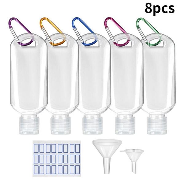 

storage bottles & jars 50ml plastic empty bottle with funnel carabiner buckle label sanitizer container