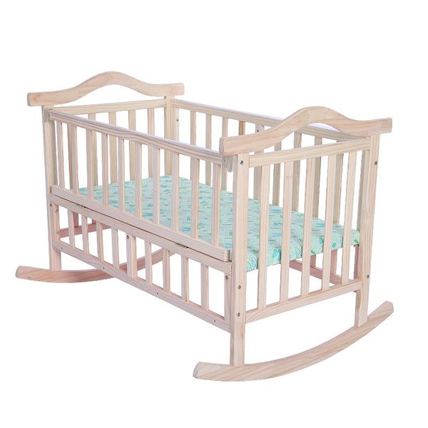 

baby cribs infant bed solid wood cradle, rocking crib with colorful quilt sets