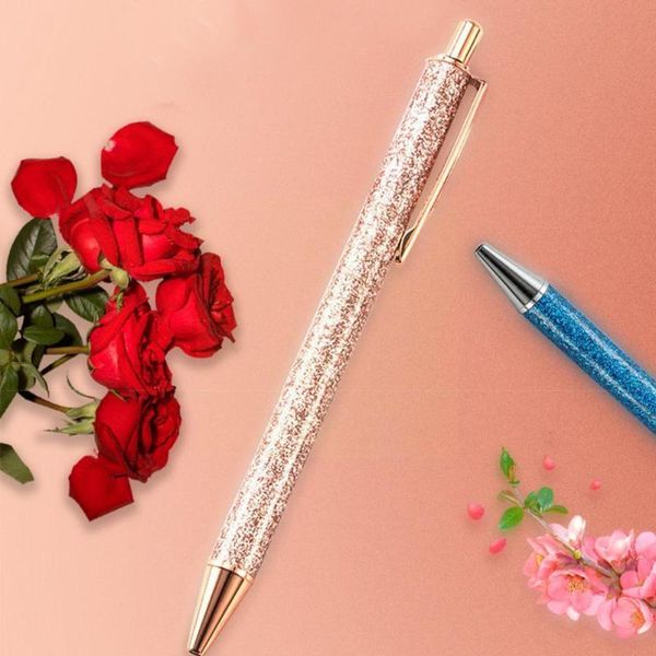 

ballpoint pens 1pcs ball glitter metal ballpen supplies student writing for school stationery 1.0mm off i8d8, Blue;orange