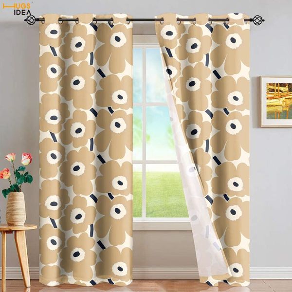 

curtain & drapes hugsidea home decor blackout grommet cute poppy floral pattern thermal insulated draperies panel full shade curtains