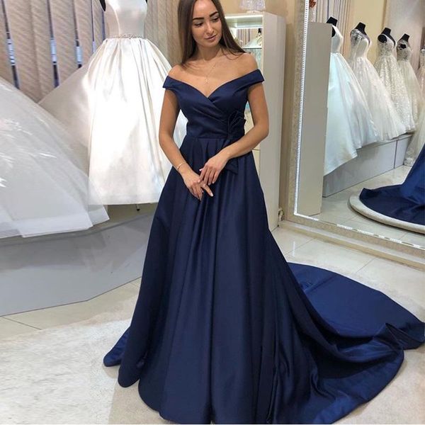 

party dresses dark navy elegant prom off the shoulder a-line special occasion gowns 2021 women formal chapel train, White;black