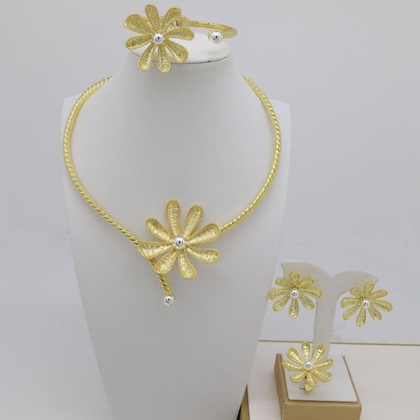 Ohrringe Halskette Dubai Hohe Qualität Gold Schmuck Sets Für Frauen Große Afrikanische Perlen Set Nigerianischen Braut Hochzeit Kostüm