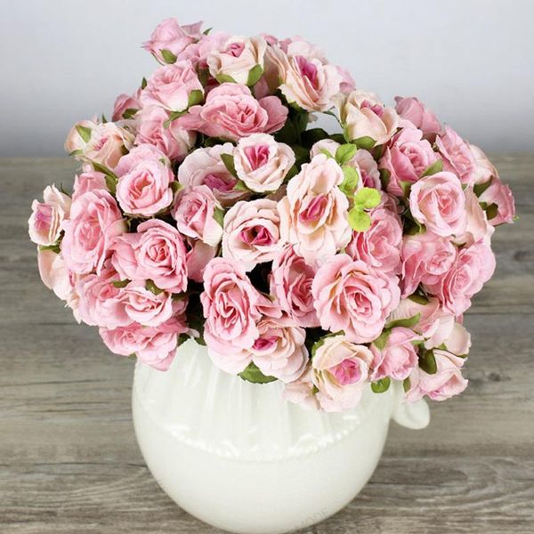 

head silk rose artificial flower hand bouquet fake simulation flowers for wedding table accessory home decoration decorative & wreaths
