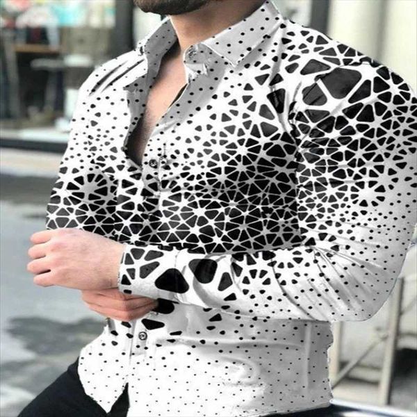 

men's casual shirts 2021 -selling fashion printed shirt gentleman single-breasted cardigan long-sleeved for men -3xl, White;black