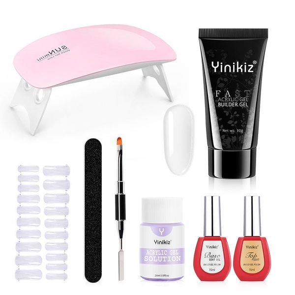 

nail gel yinikiz 30ml poly uv polish for extensions acrylic nails kit quick building set, Red;pink