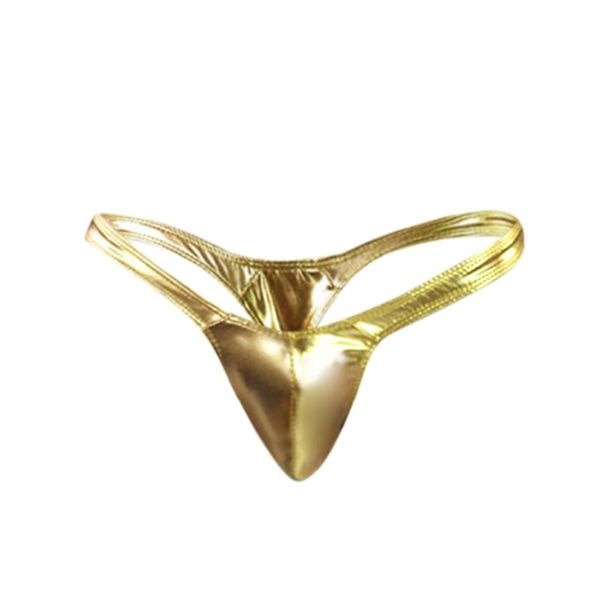 Unterhosen 2021 Männlich Sexy Gold Silber Kunstleder G-String Slips Gay Höschen Männer Sissy Unterwäsche Low-Rise Bikinis